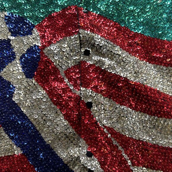 Vintage World Cup Vest Mens XXL Soccer Sequin Bling Red Flag Stars Patriotic 2XL - Picture 5 of 10